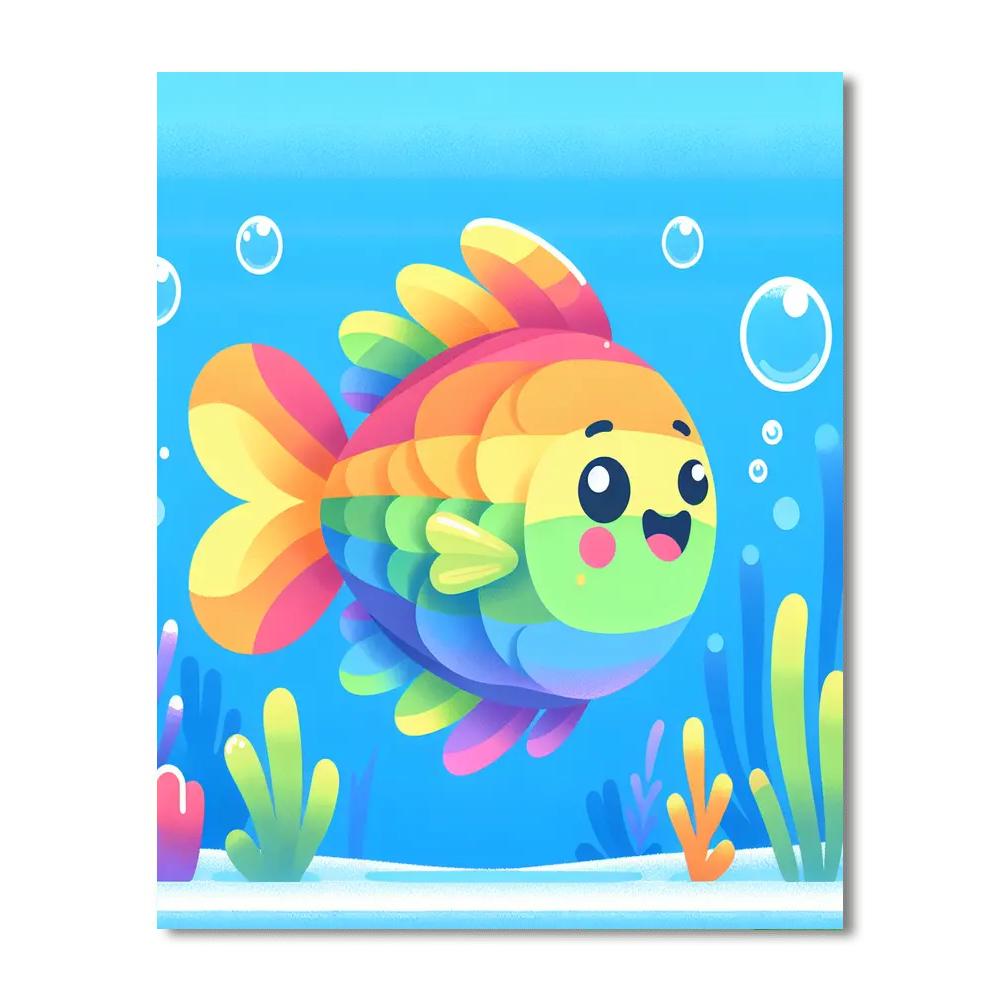 Joyful Rainbow Fish DIY Paint By Numbers
