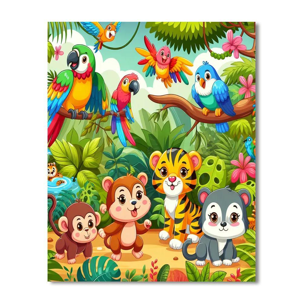 Lively Jungle Painting By Numbers Kit