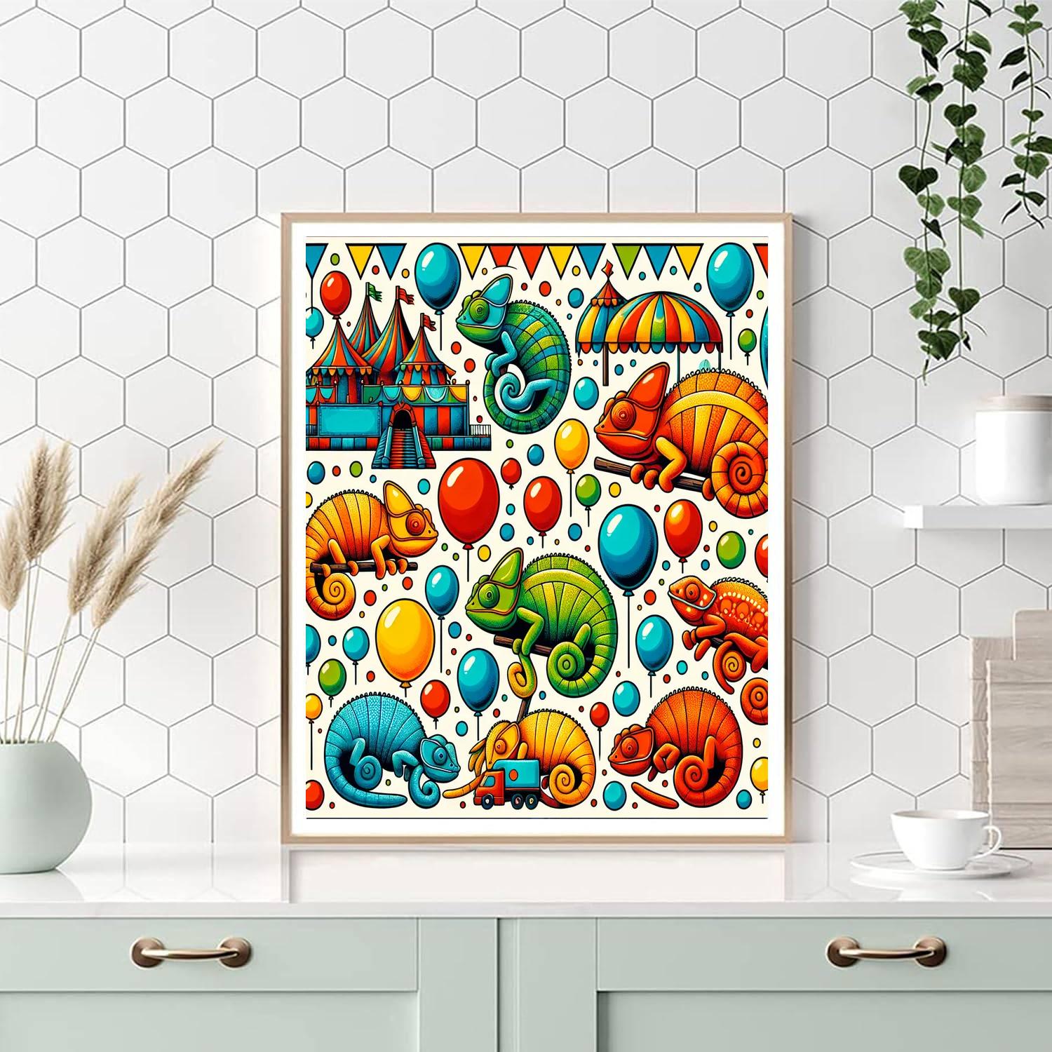 Cheerful Chameleon Carnival Numbered Painting Kits
