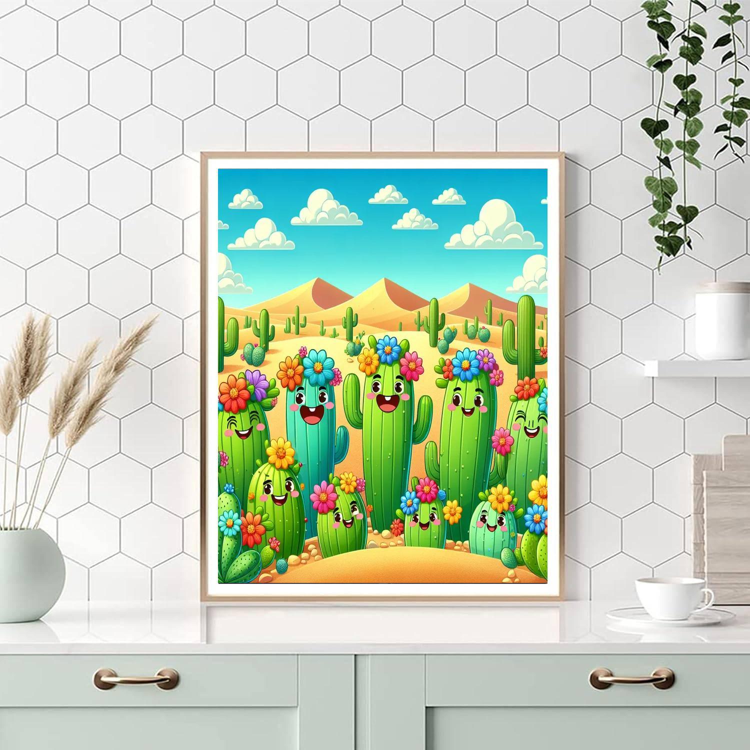 Happy Cactus Family Paint By Numbers Art