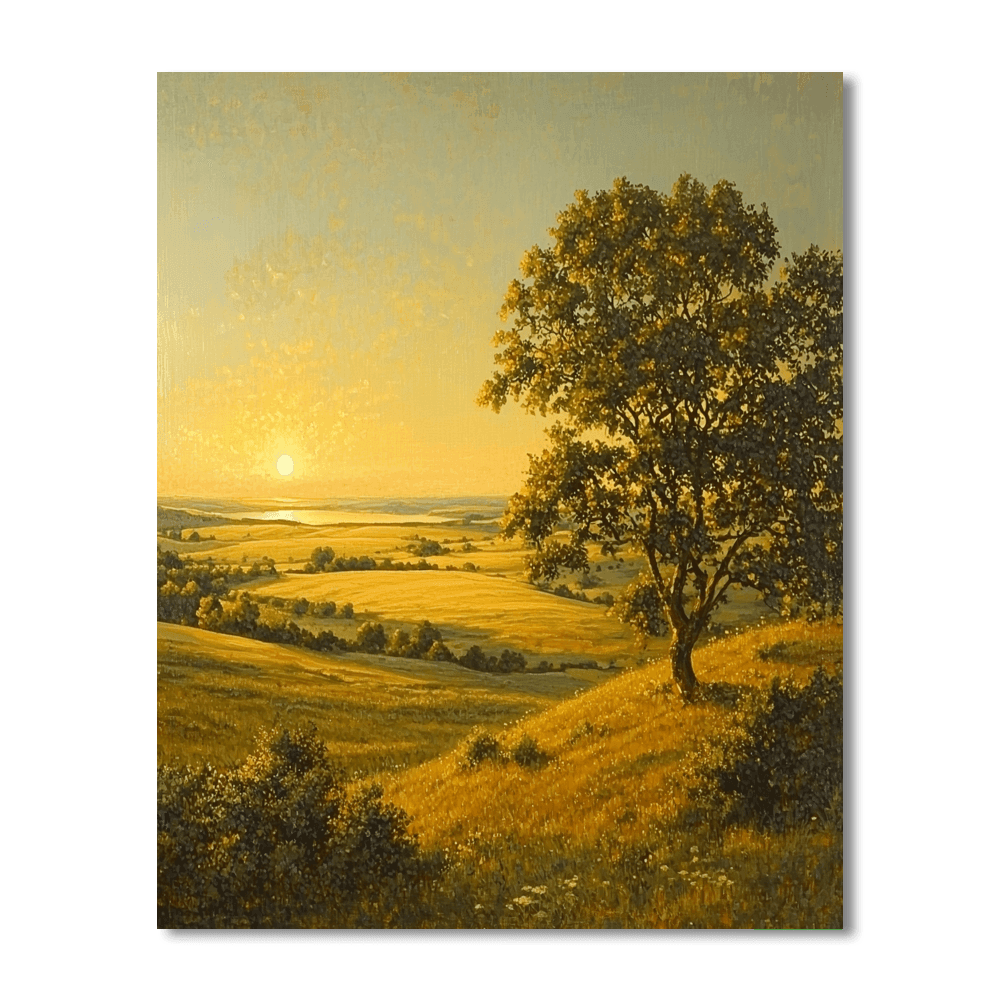 Thomas Cole Inspired Golden Prairie Dawn  Paint By Color