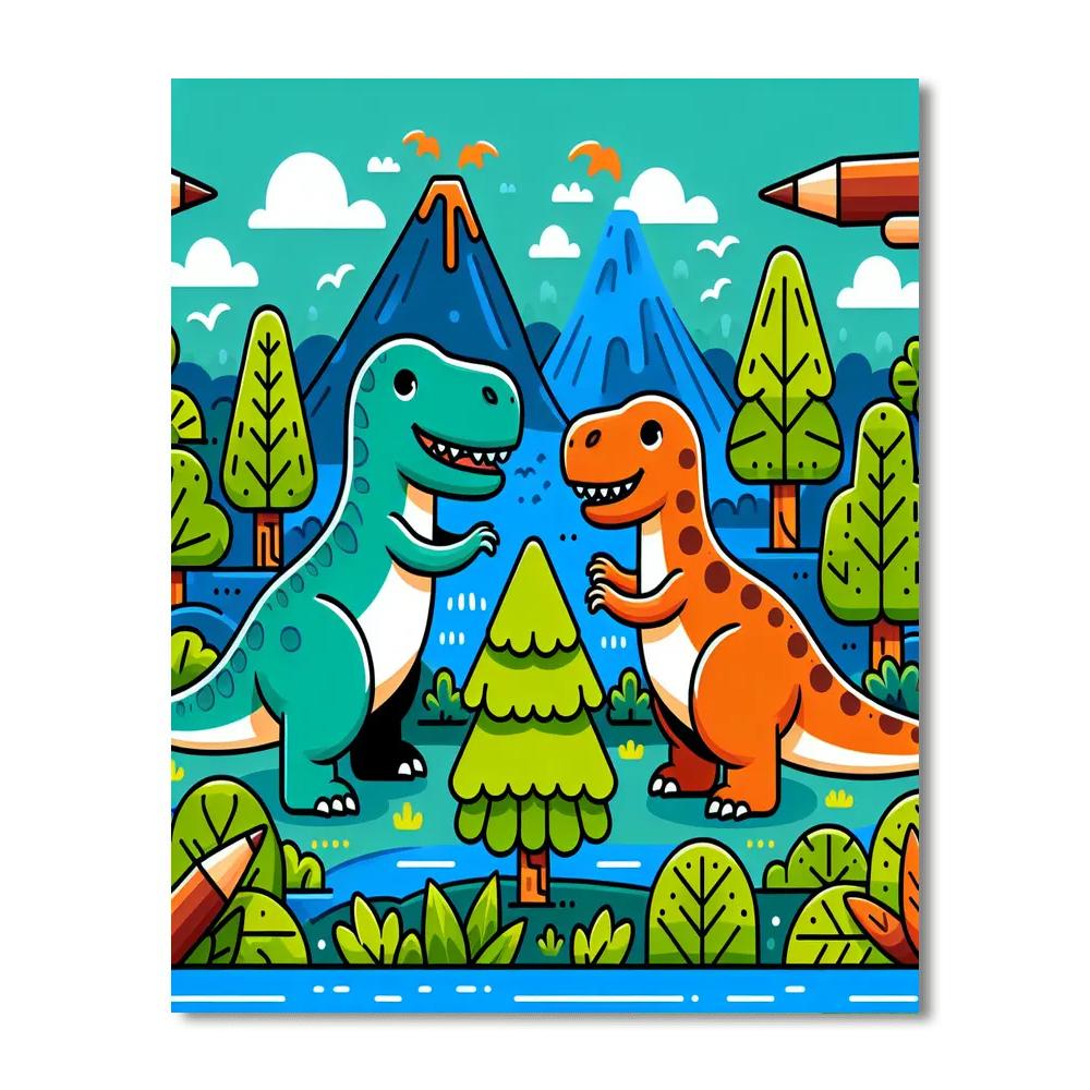 Ancient Dino Land Painting By Numbers Kit
