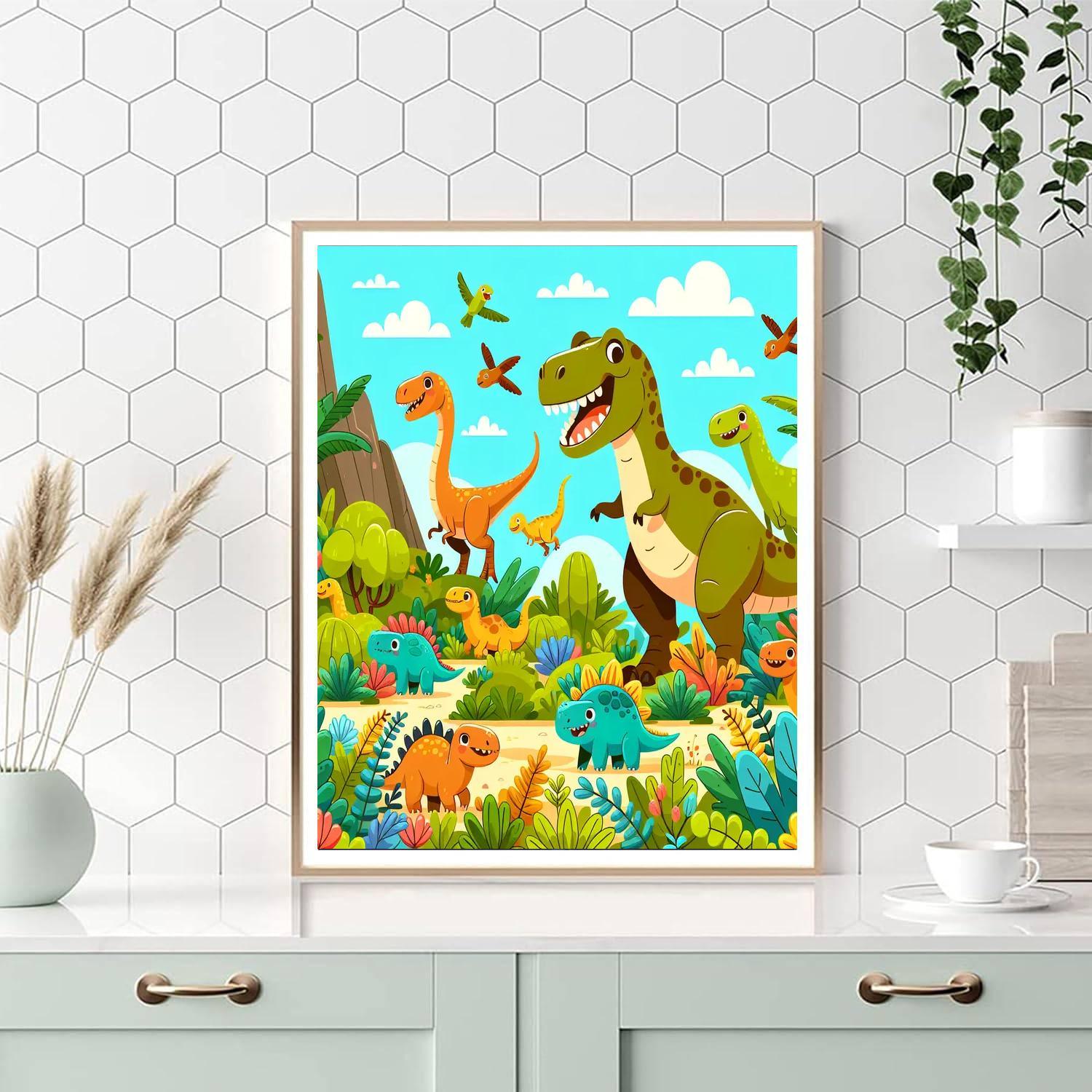 Dinosaur Adventure Time Paint By Numbers Art