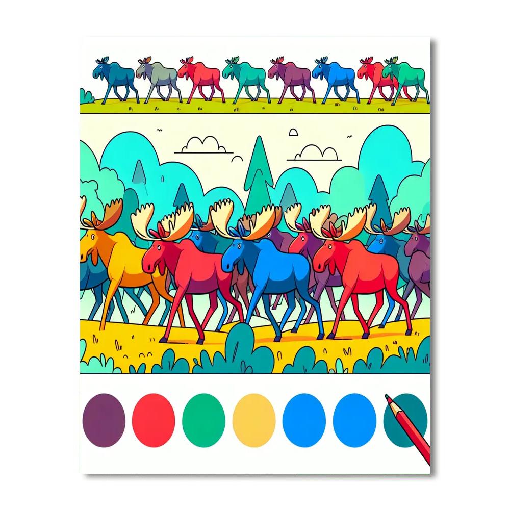 Moose’s Majestic March Paint By Numbers