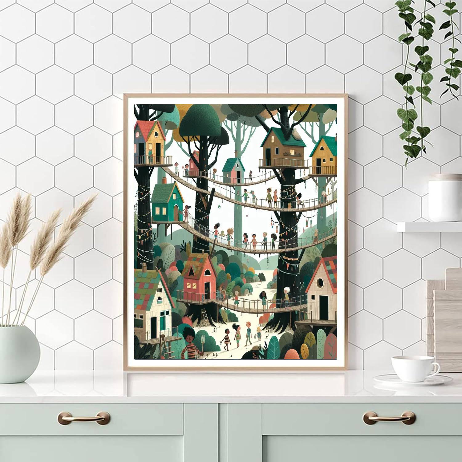 Mystical Treehouse Village Paint By Color