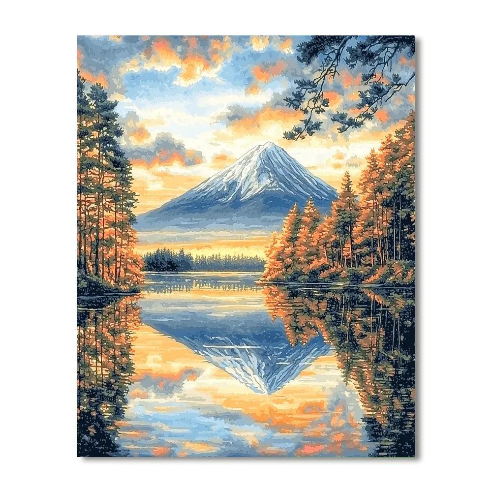 Katsushika Hokusai Inspired Hokusai's Mountain Reflection  Numbered Painting Kits
