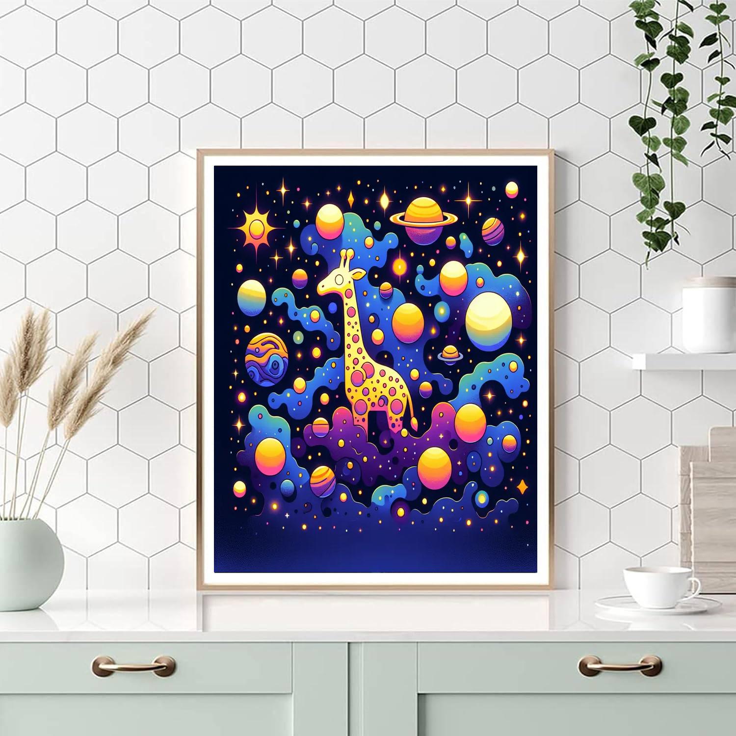Glowing Galactic Giraffes Numbered Painting Kits