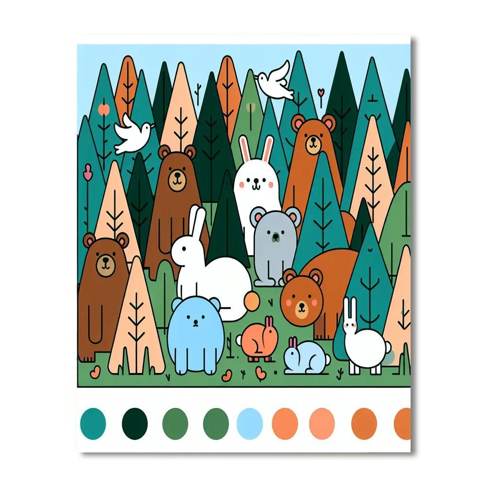 Furry Friends Forest Paint By Numbers Art