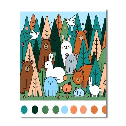 Furry Friends Forest Paint By Numbers Art