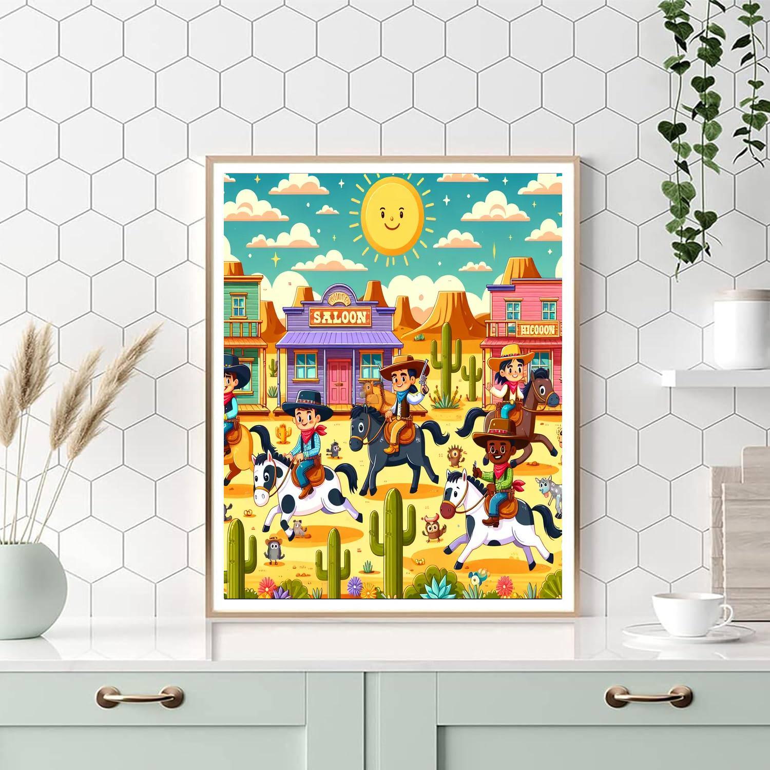 Incredible Wild West Showdown Paint By Numbers Art