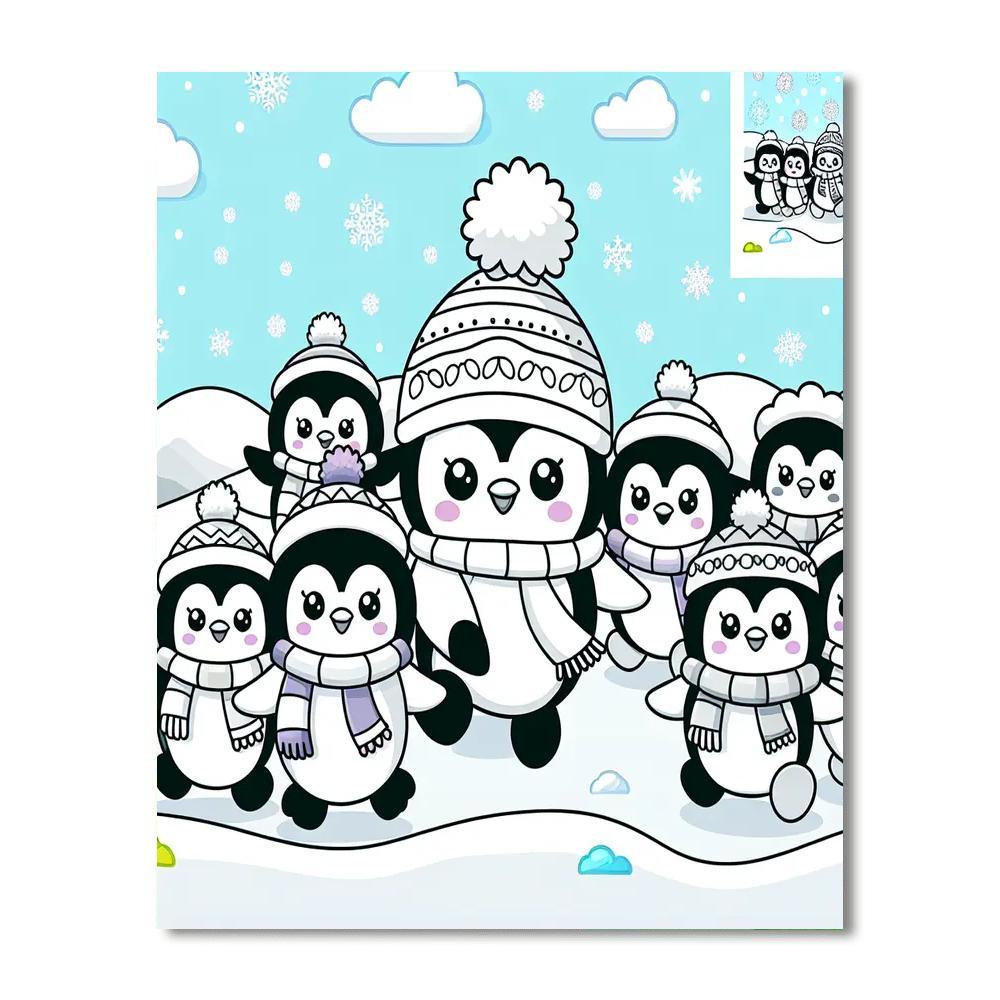 Silly Penguin Parade Paint By Numbers Art
