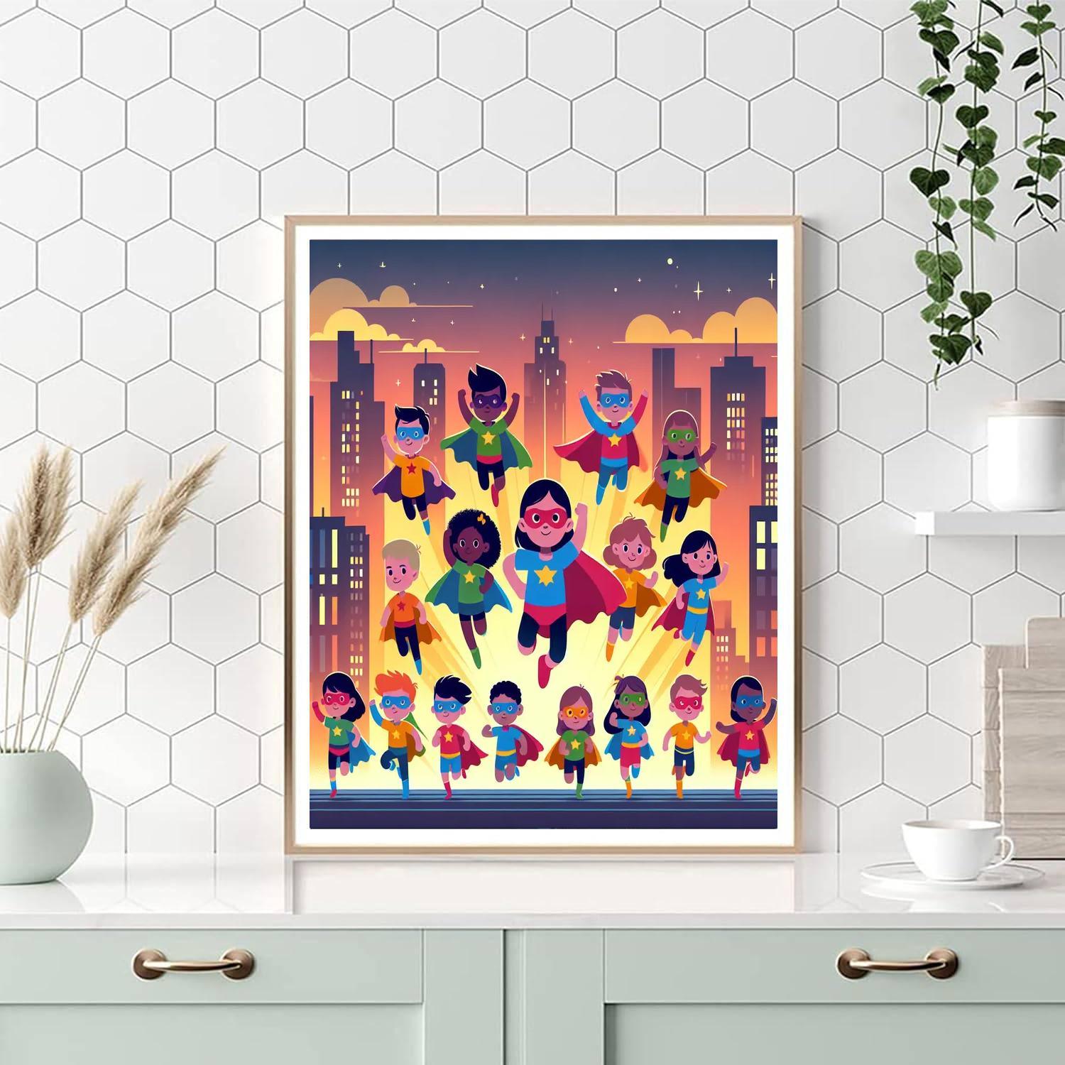 Super Kid Heroes Number Painting