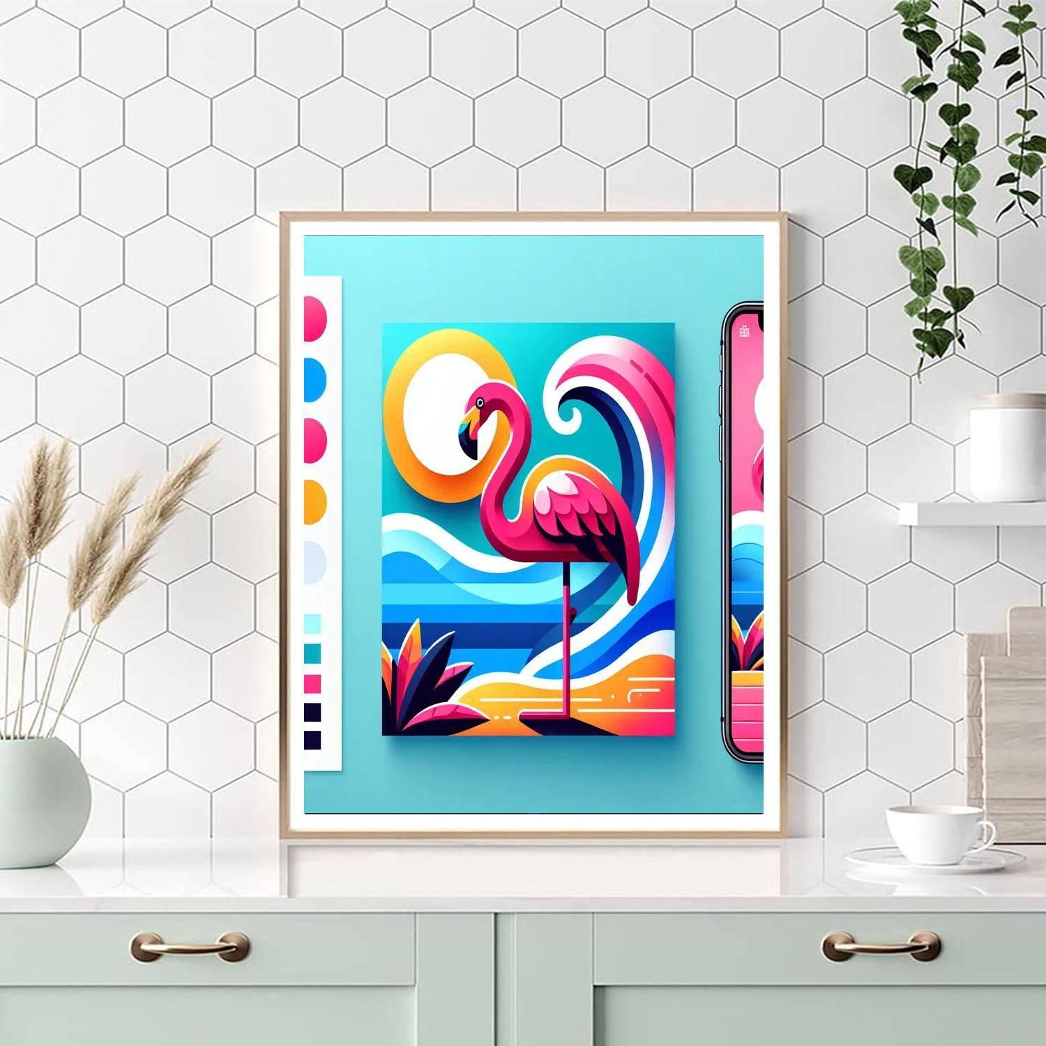 Sunny Beach Day Flamingo Painting By Numbers Kit