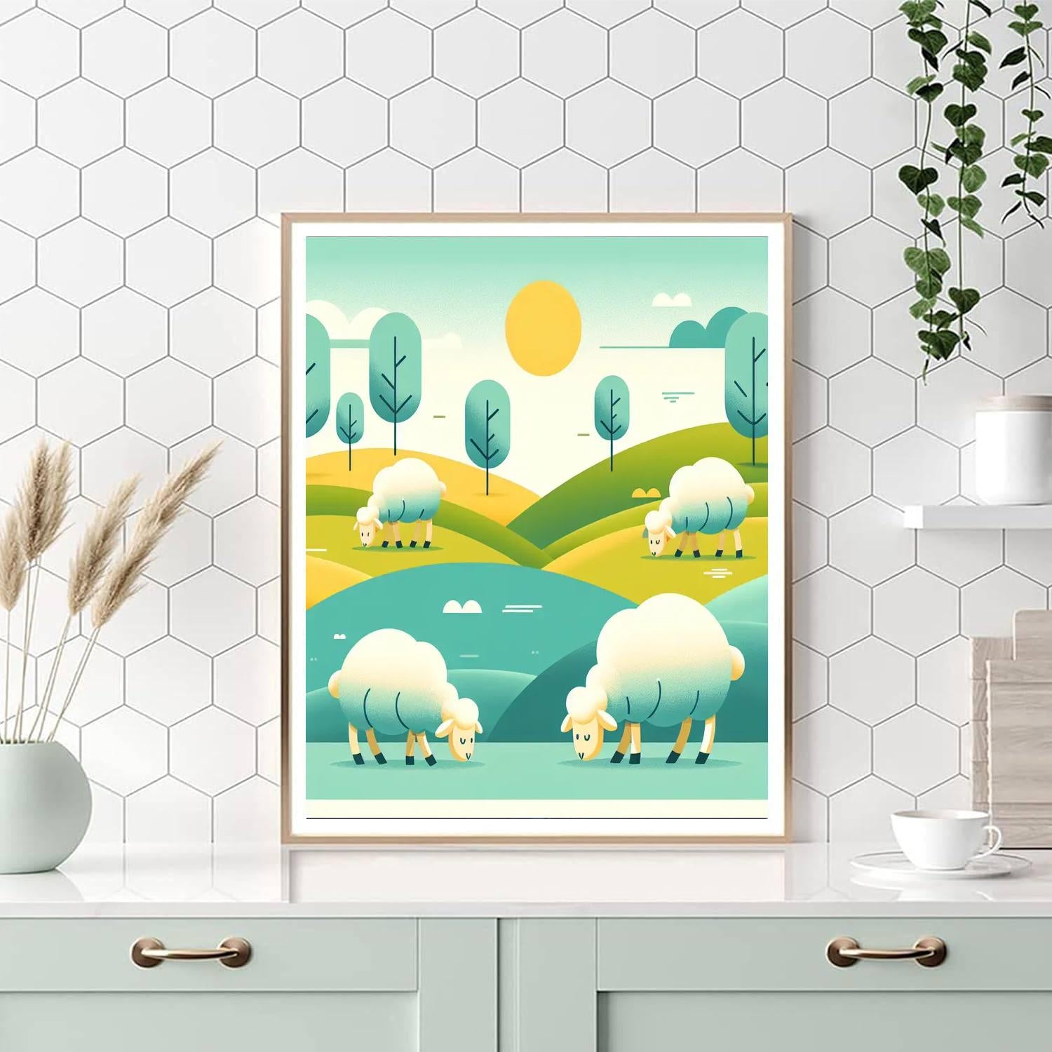 Fluffy Sheep Meadow Painting By Numbers Kit