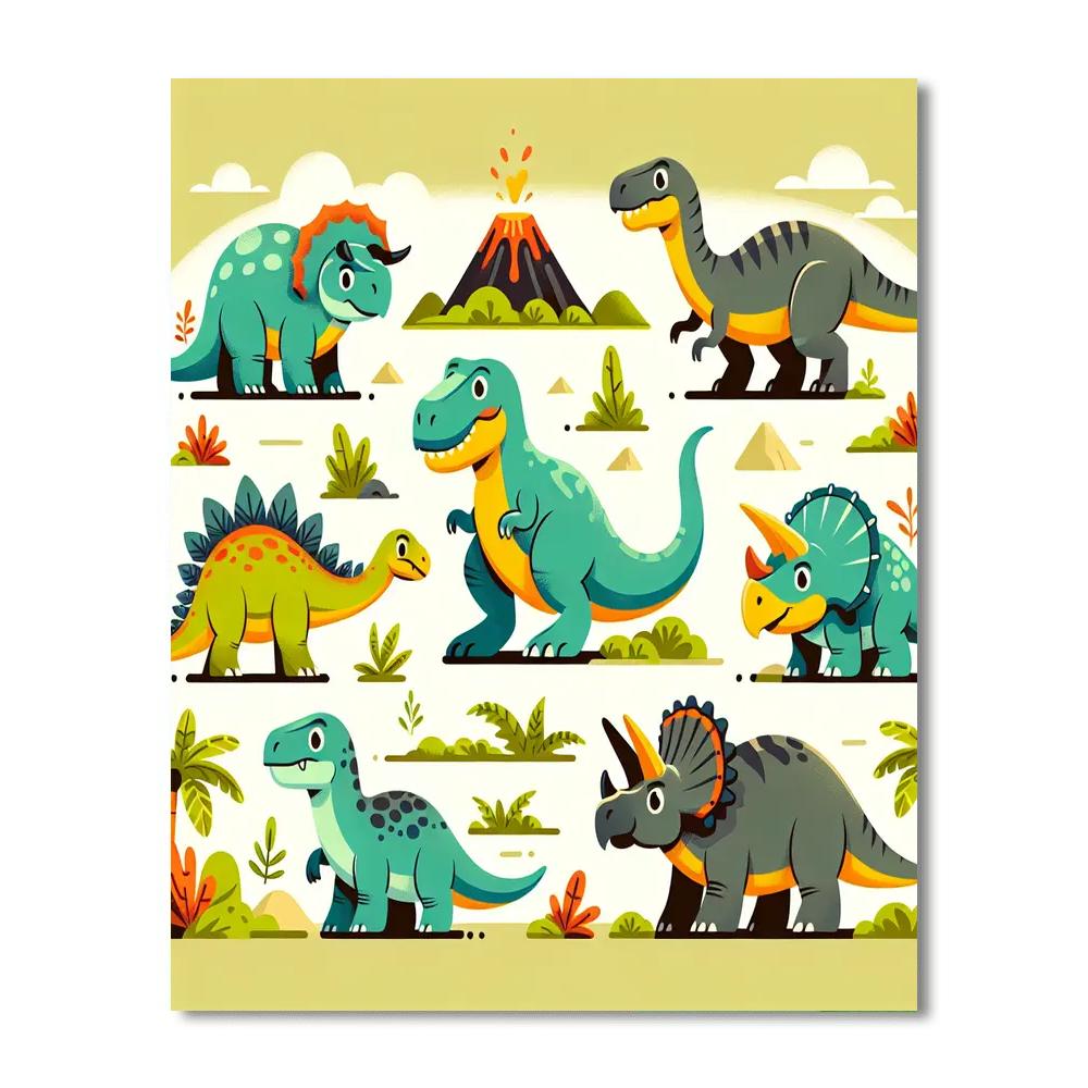 Dinosaurs Of The Jurassic Numbered Painting Kits