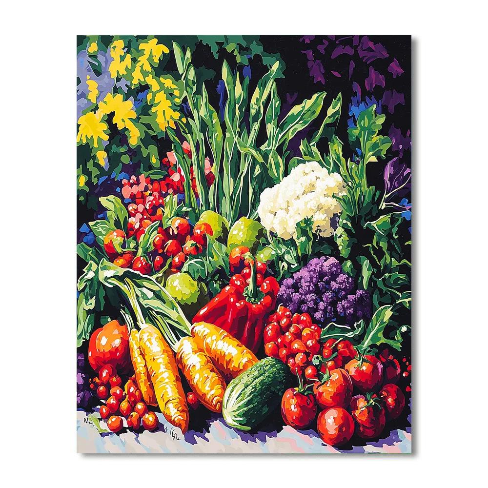 Gauguin Inspired Vibrant Vegetable Medley  Number Painting