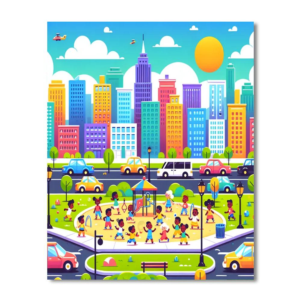 Colorful City Adventures Painting Number Kit