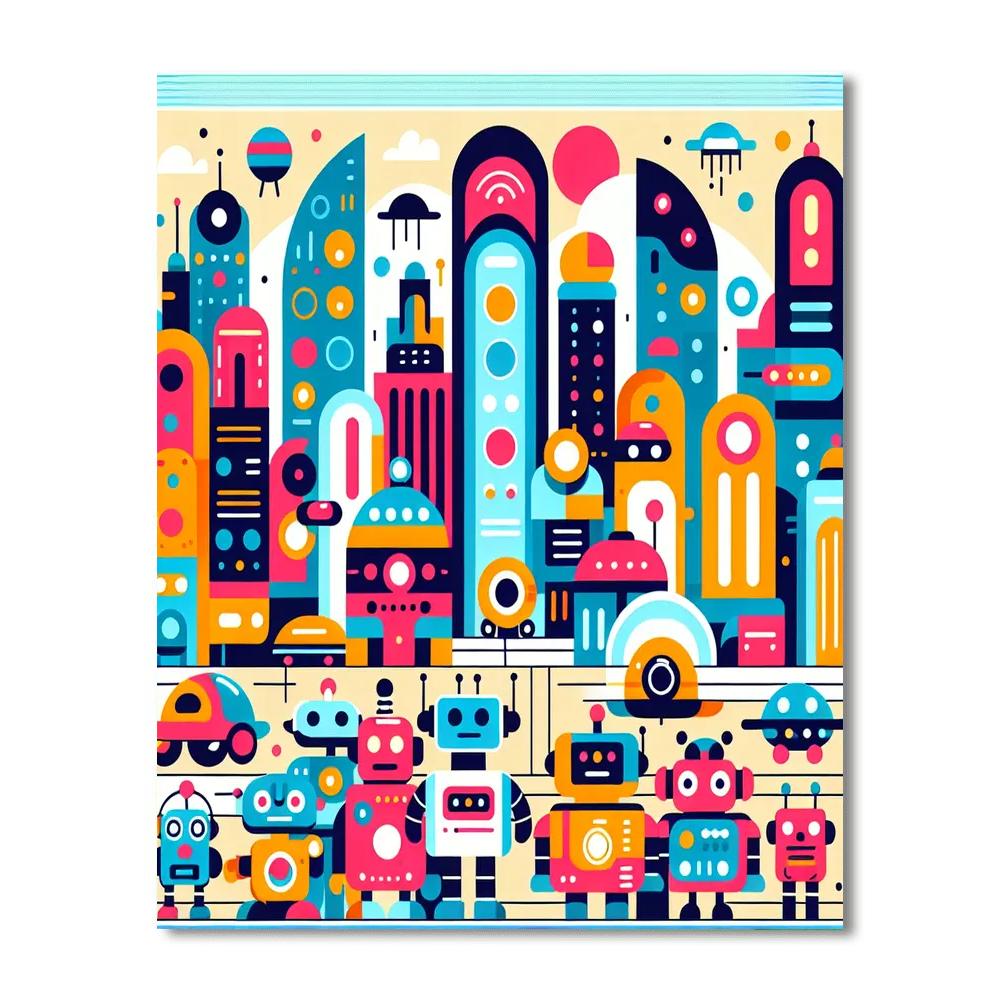Robotic Future World Painting By Numbers Kit