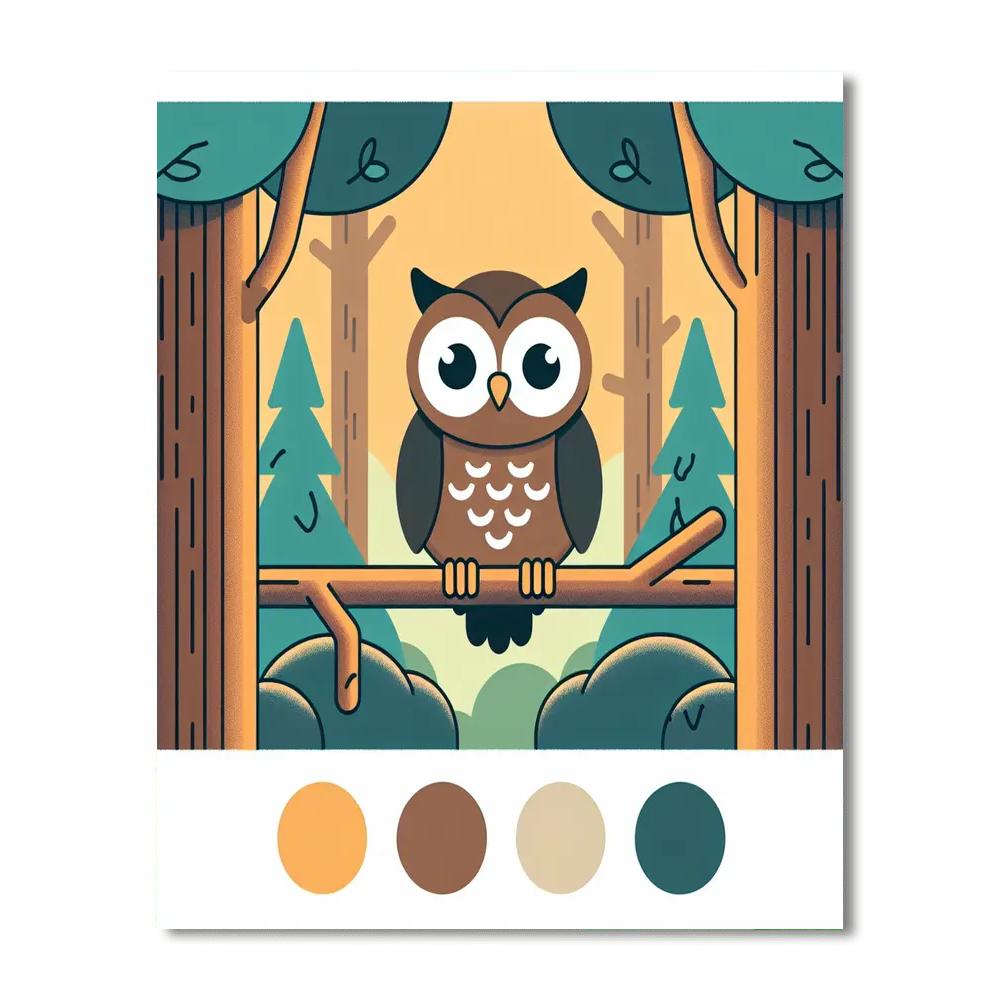Inquisitive Owl In The Woods Painting By Numbers Kit