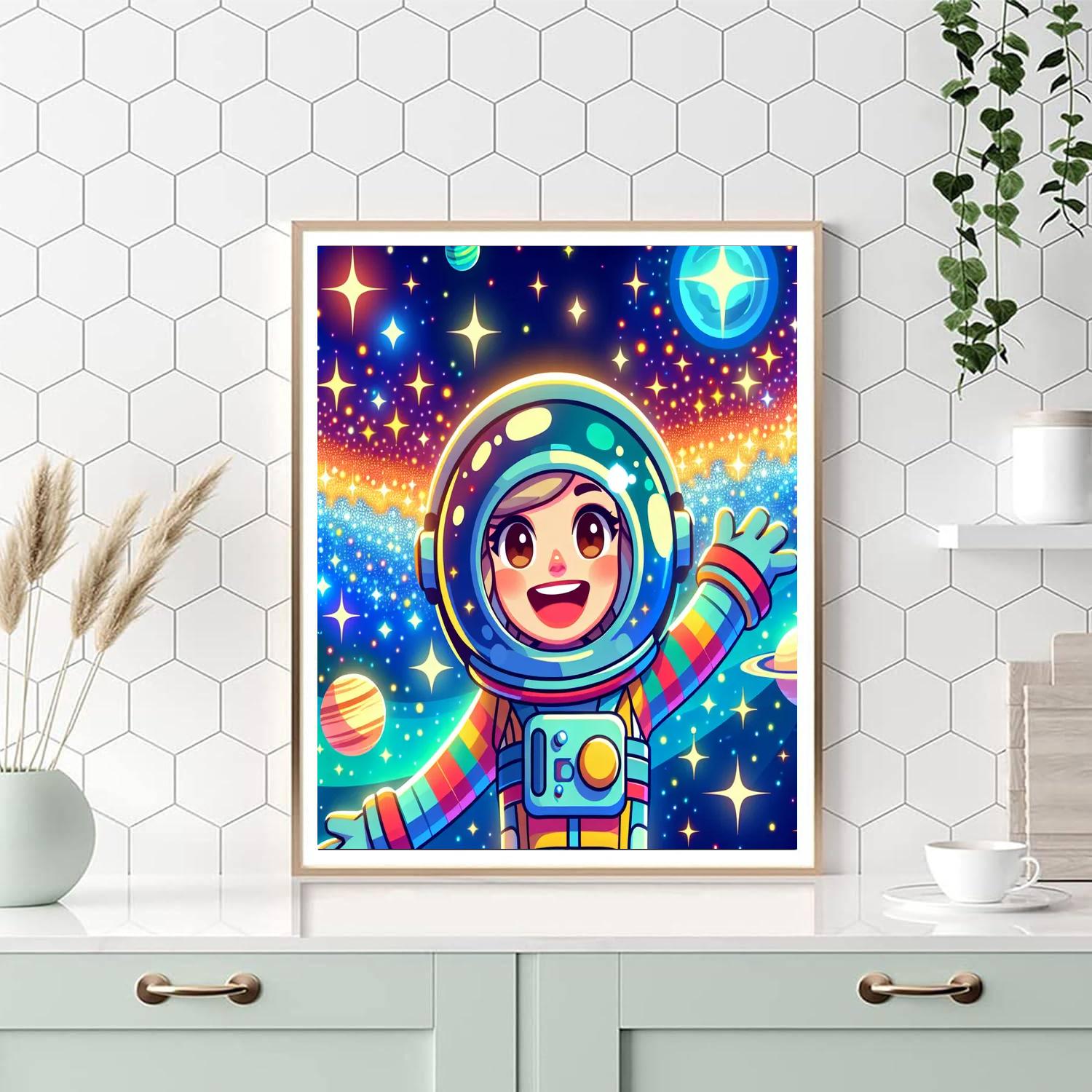 Cheerful Astronauts Journey Painting Number Kit
