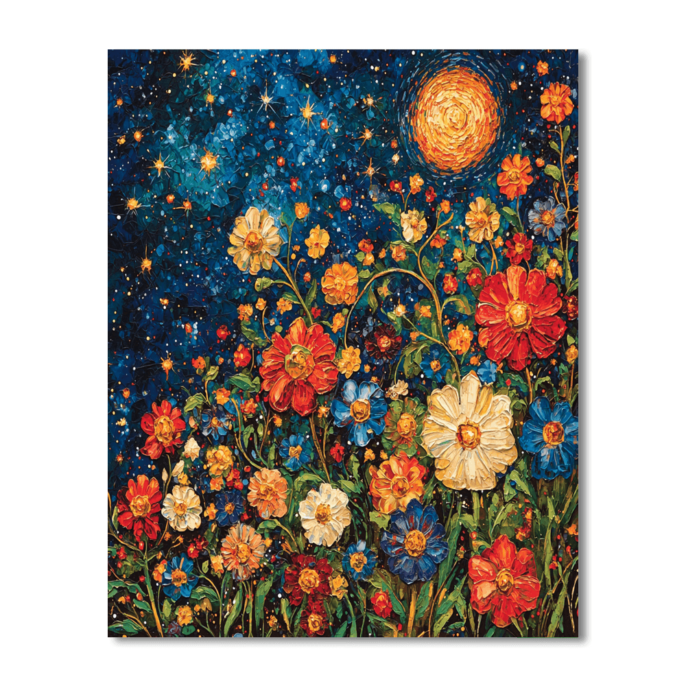 Vincent Van Gogh Inspired Cosmic Floral Fusion  Paint By Numbers