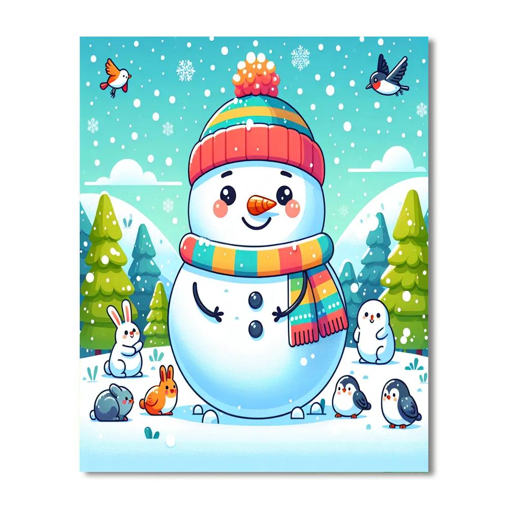 Cozy Snowman Painting Number Kit