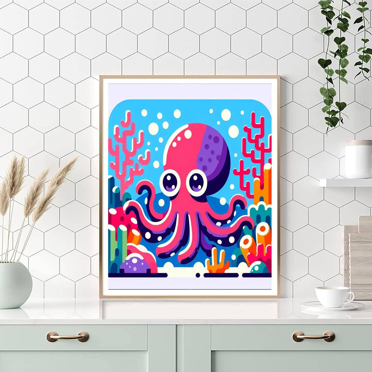 Inquisitive Underwater Octopus Numbered Painting Kits