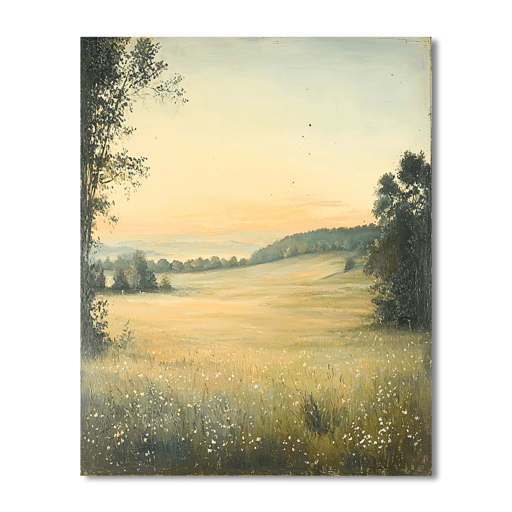John Constable Inspired Peaceful Meadow At Dawn  Paint By Numbers Kits