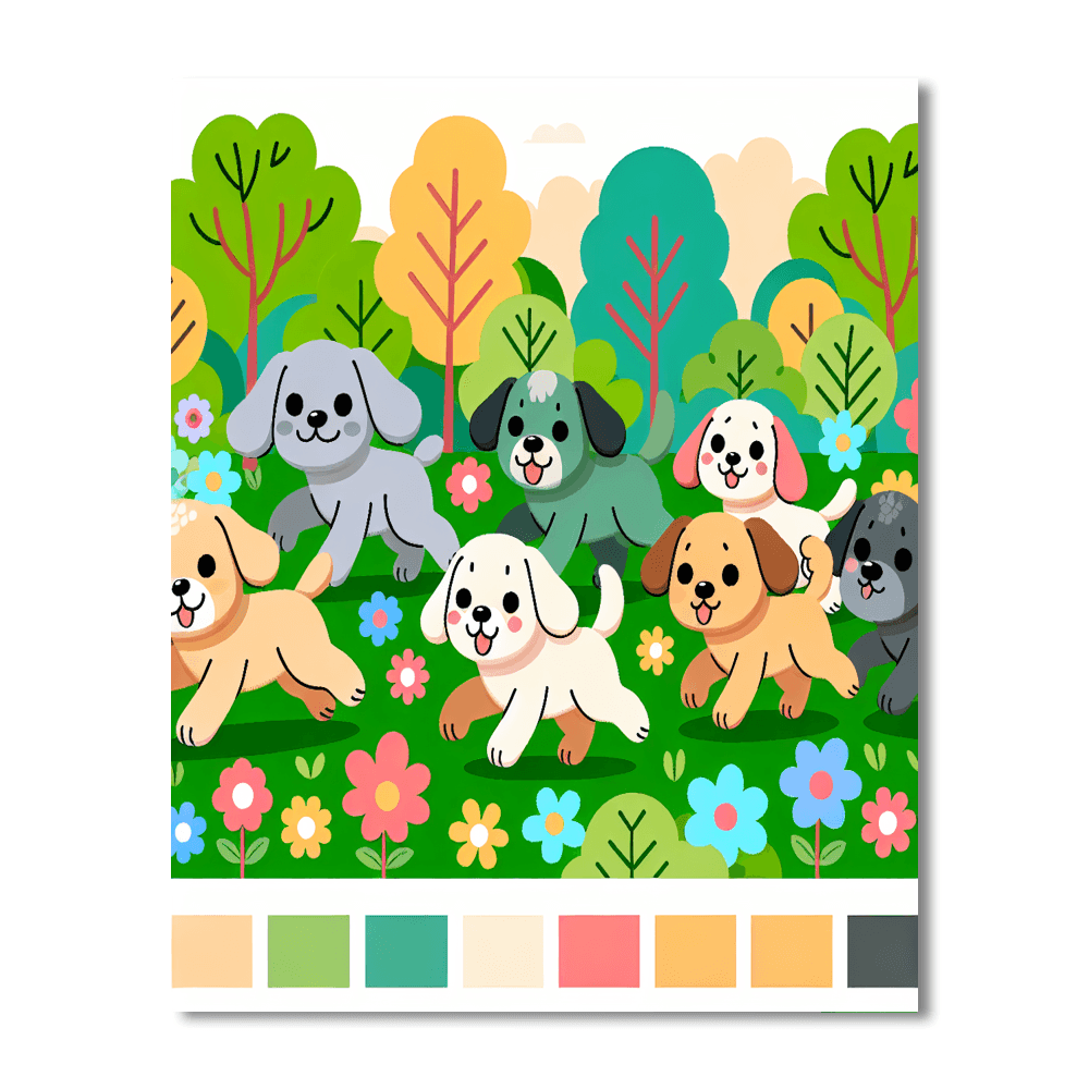 Puppy Parade Paint By Color