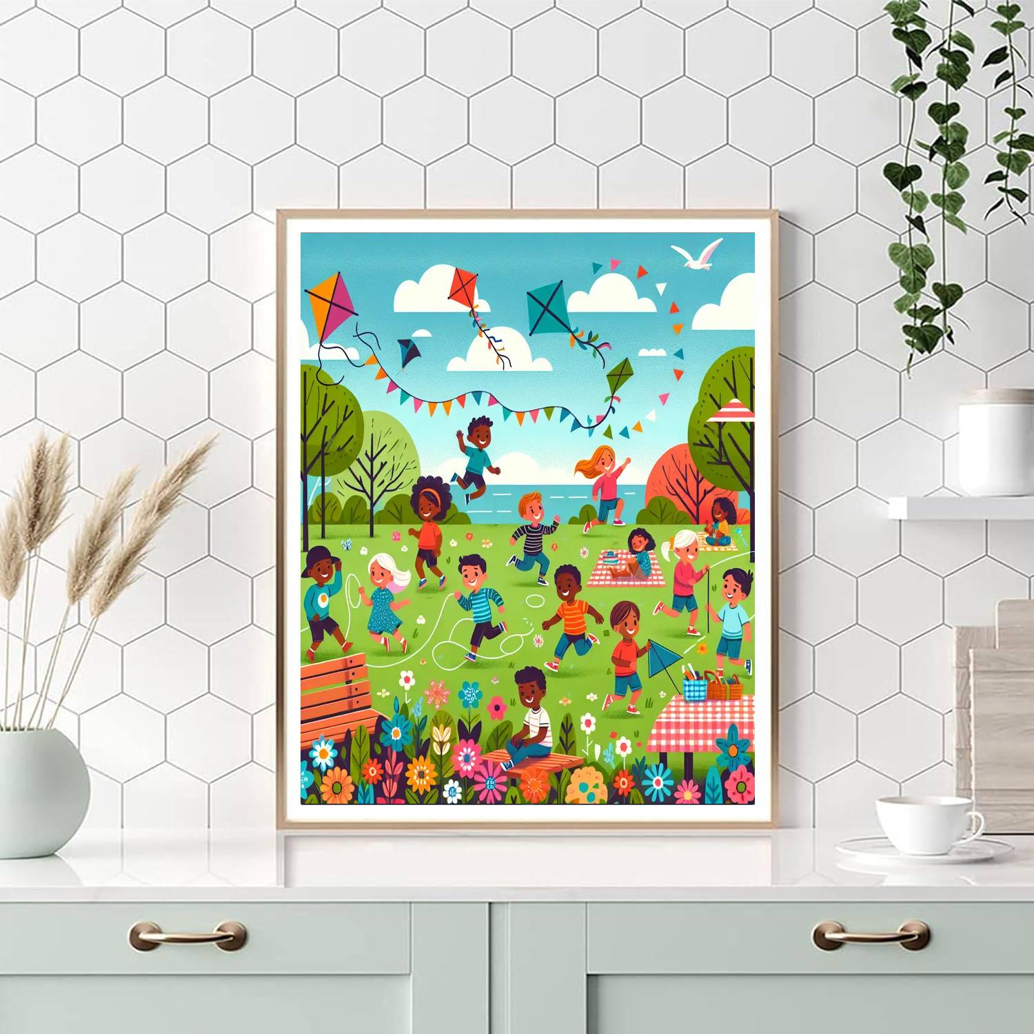 Outdoor Play Day Paint By Numbers Art
