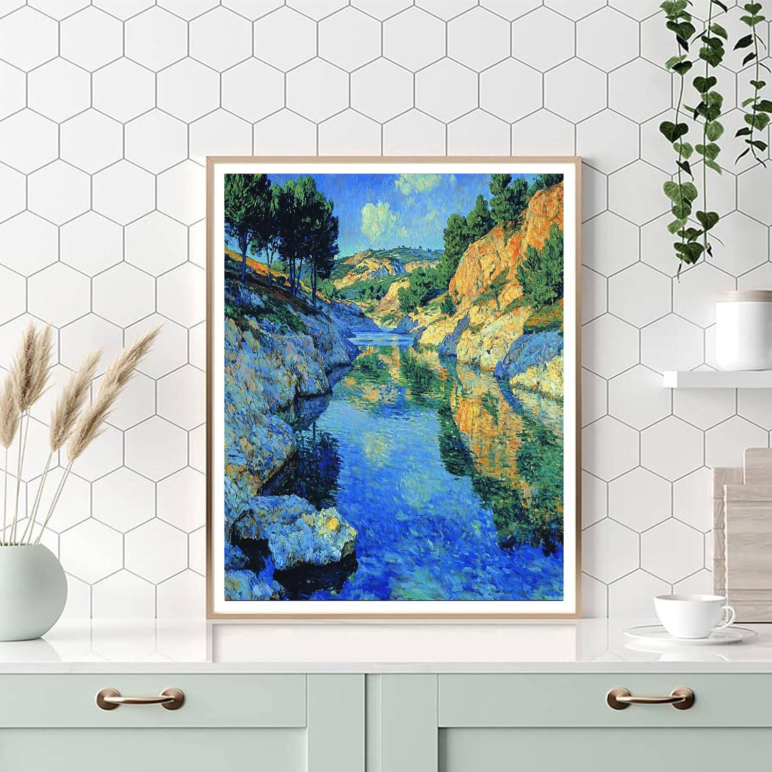 Paul Cézanne Inspired Charming River Reflections  Paint By Numbers Art