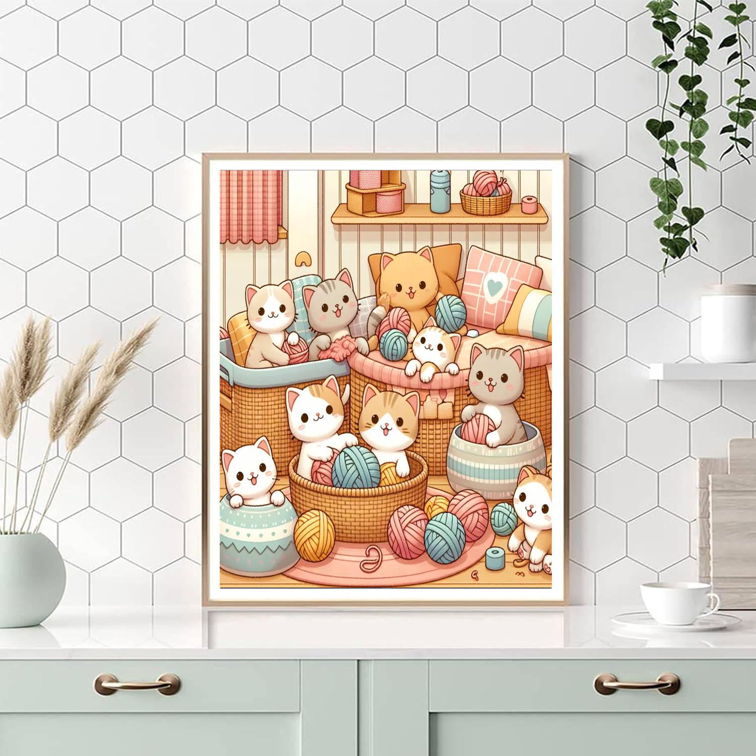 Purring Kitten Corner Number Painting