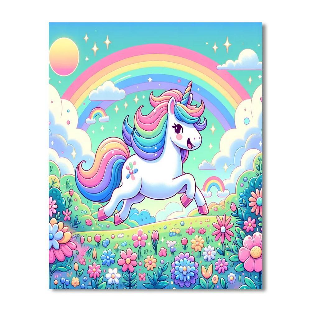 Happy Rainbow Unicorn Paint By Numbers Art