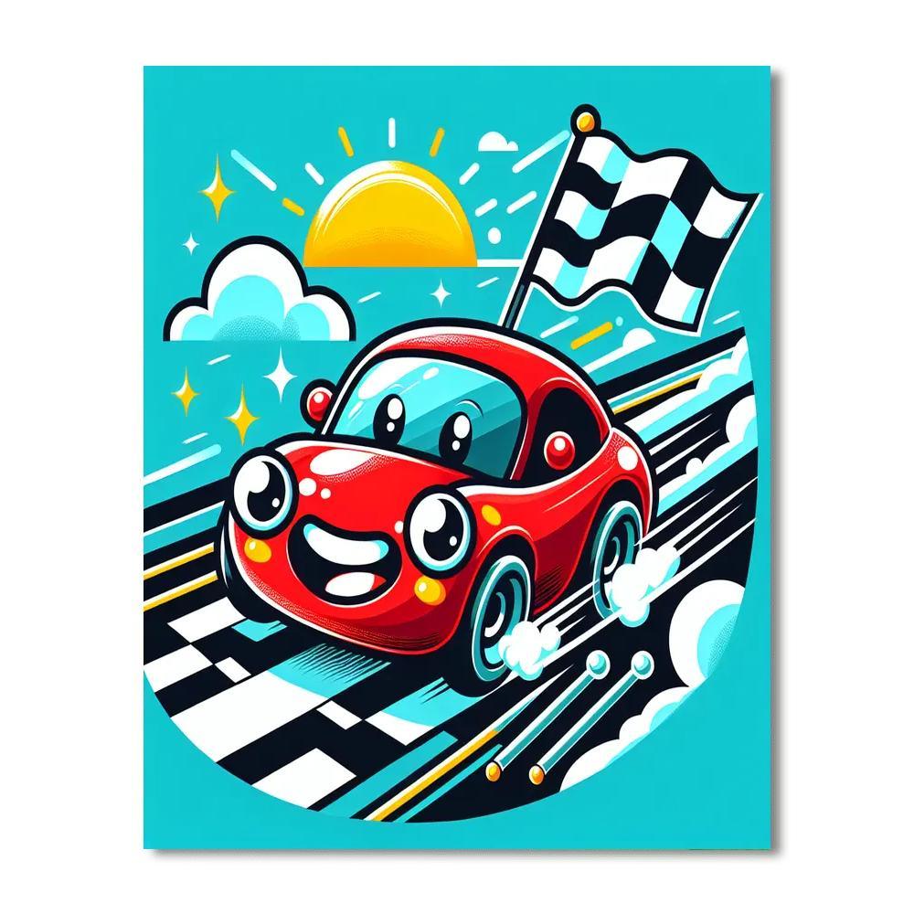 Energetic Race Car Paint By Numbers Art
