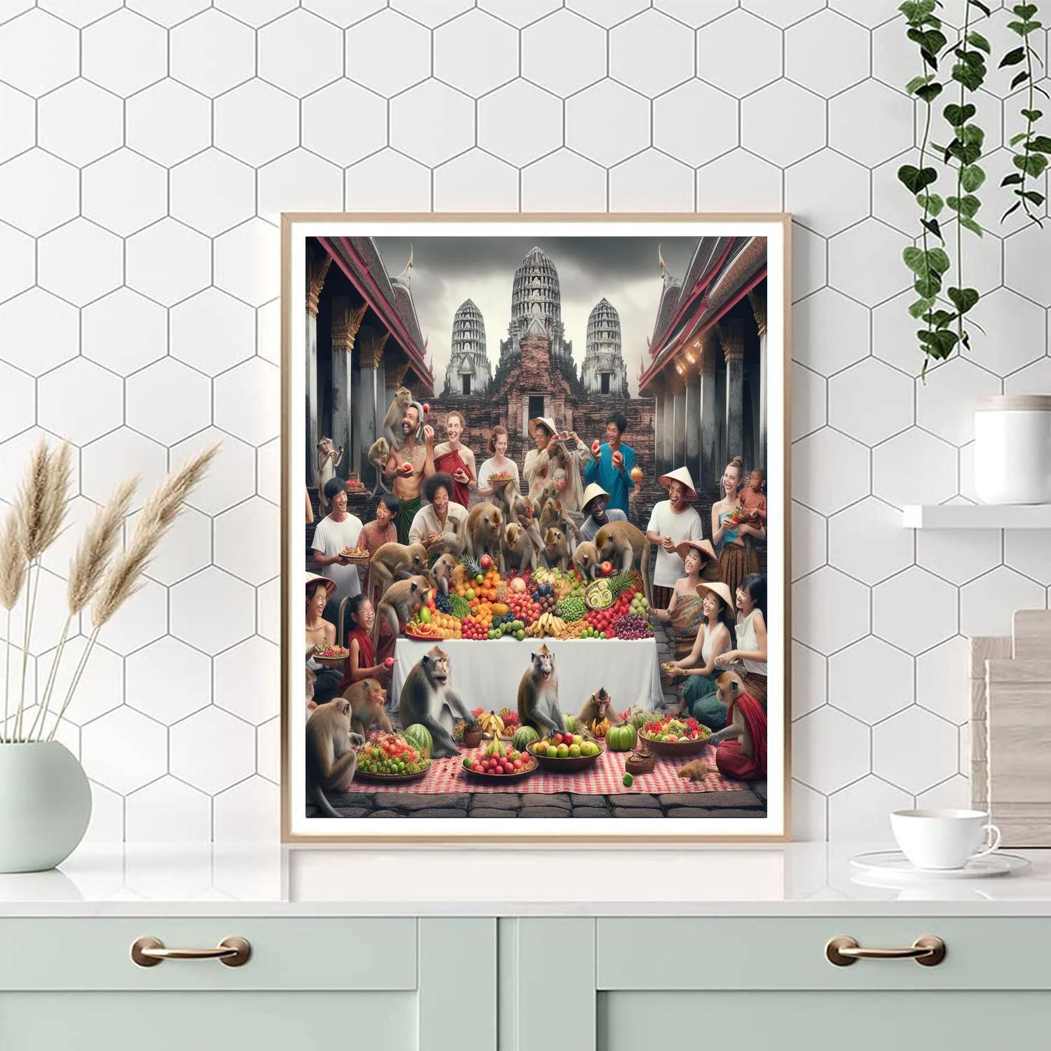 Lopburi Monkey Banquet Festival - Thailand Paint By Numbers Art