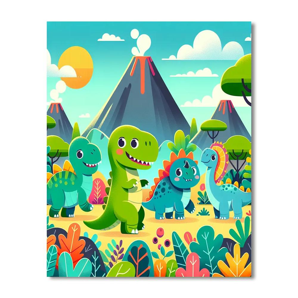 Vibrant Dino Adventure Painting Number Kit