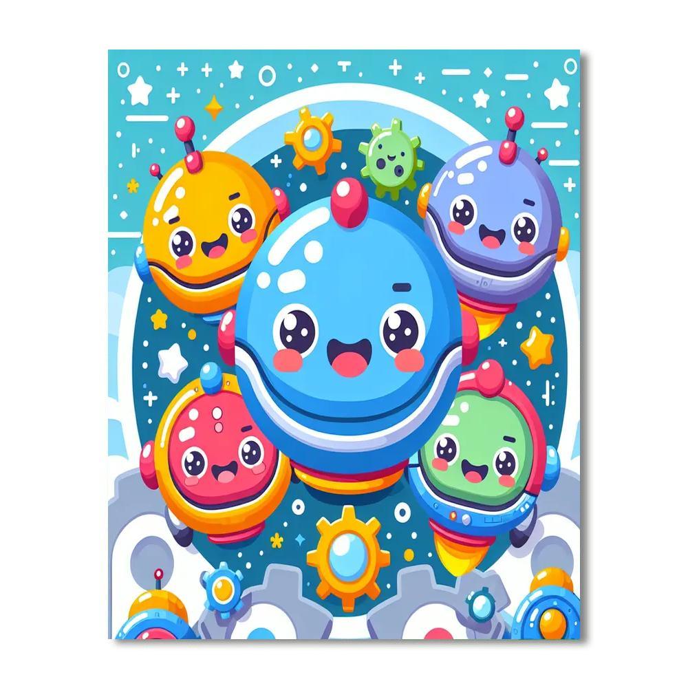 Funny Robot Friends Paint By Numbers Art