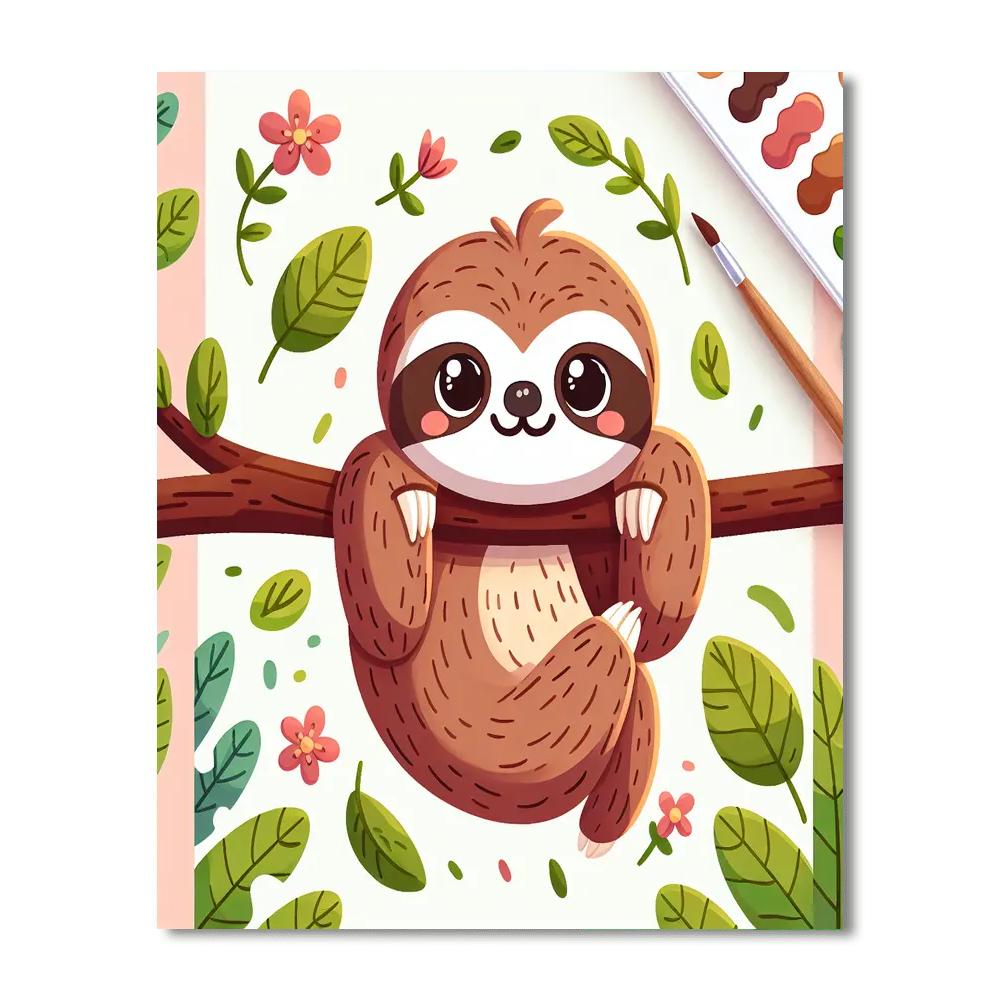 Cute Sloth Number Painting