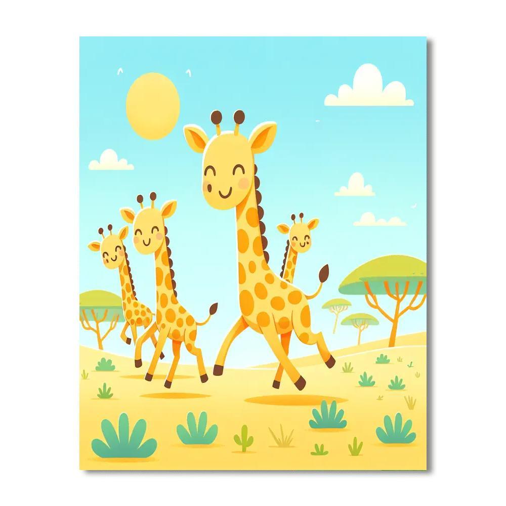 Gallivanting Giraffes Number Painting