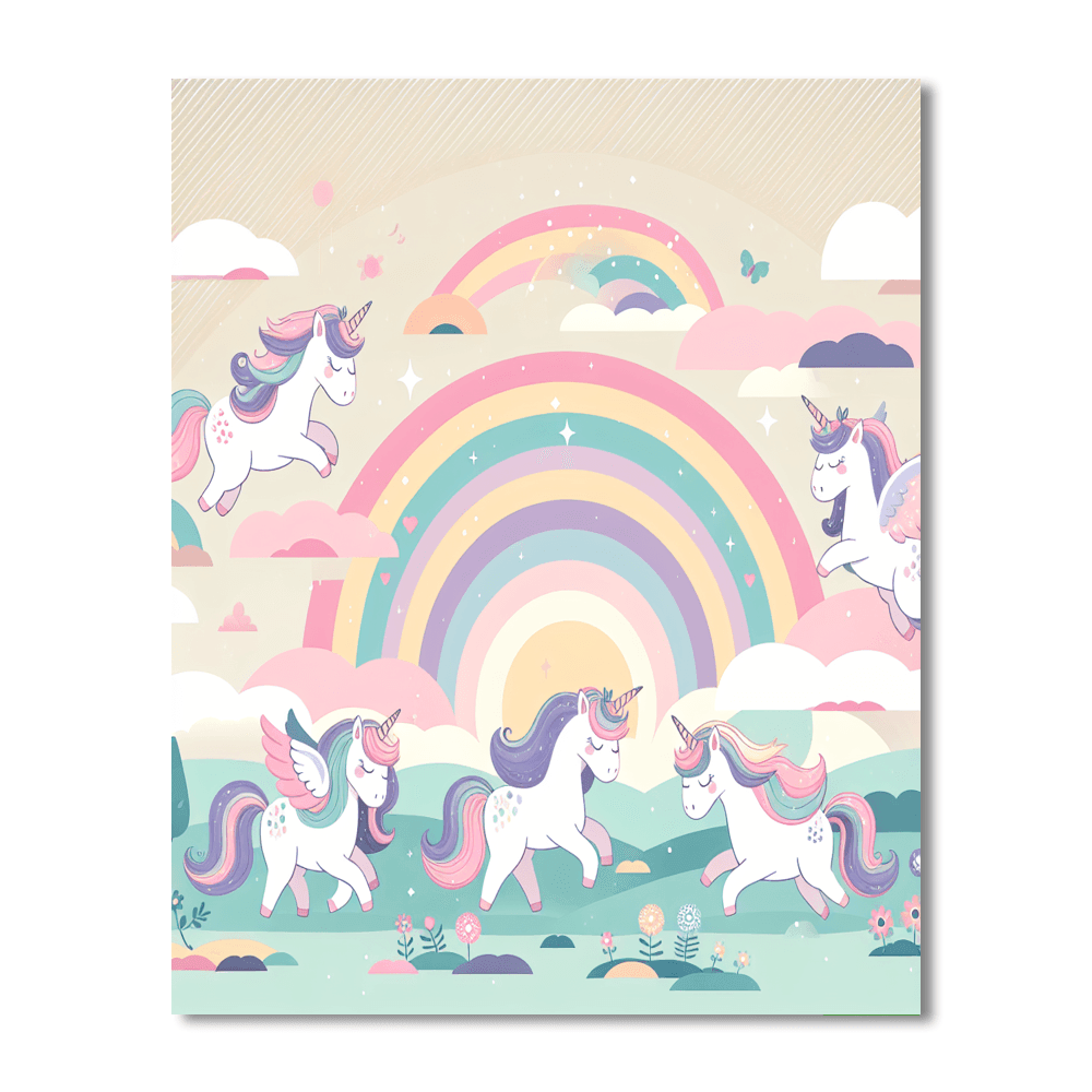 Rainbow Unicorn Valley Paint By Numbers Art