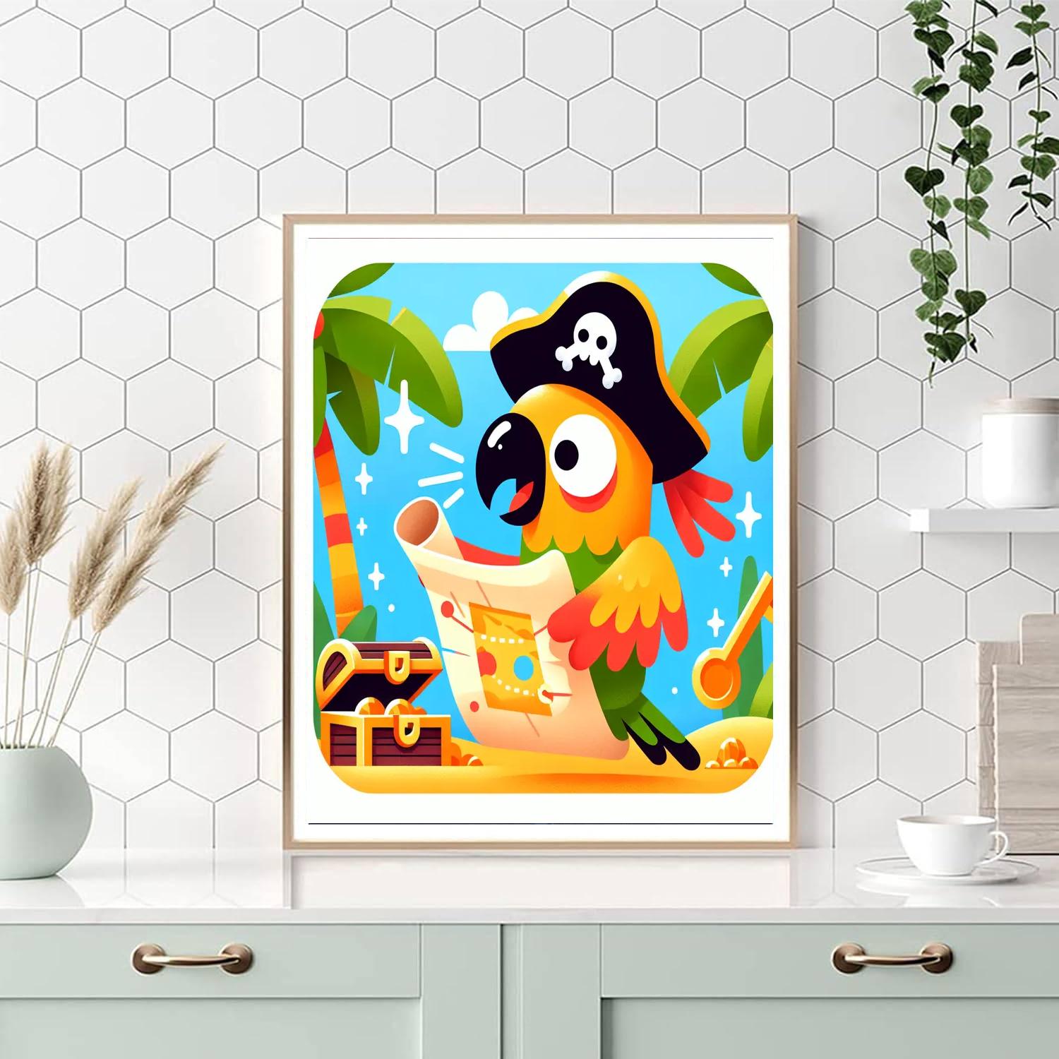 Playful Parrot's Treasure Hunt Number Painting