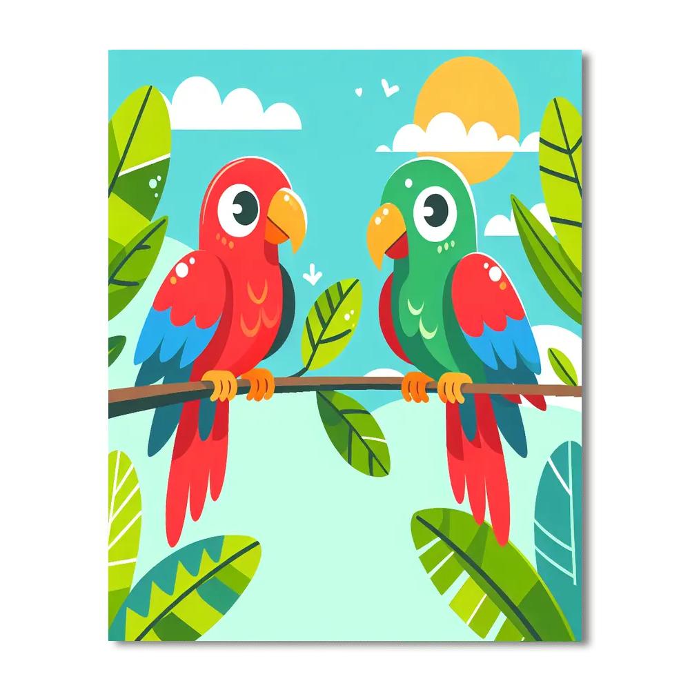 Prismatic Parrots Paint By Numbers Art