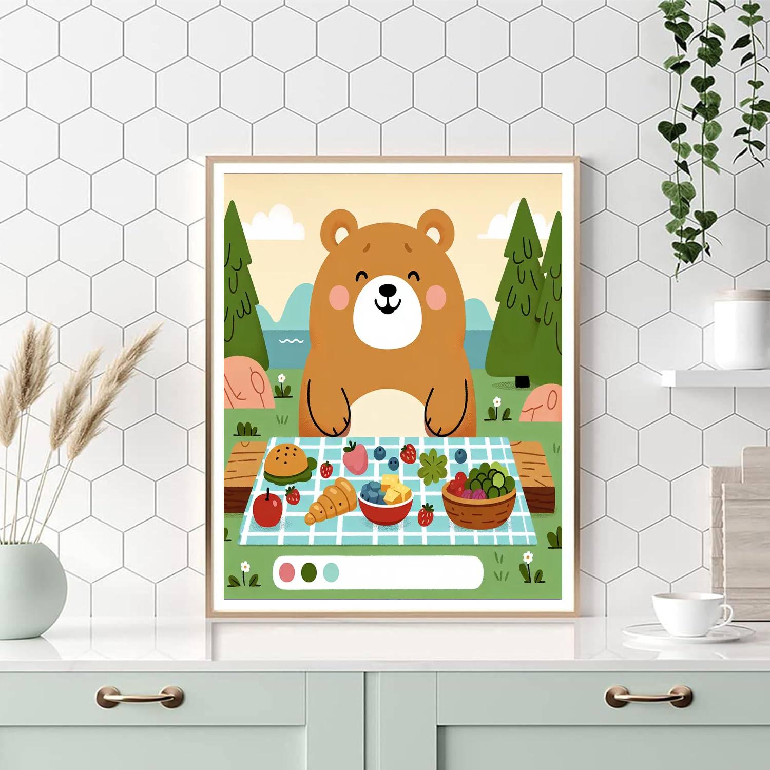 Forest Bear's Picnic Paint By Number