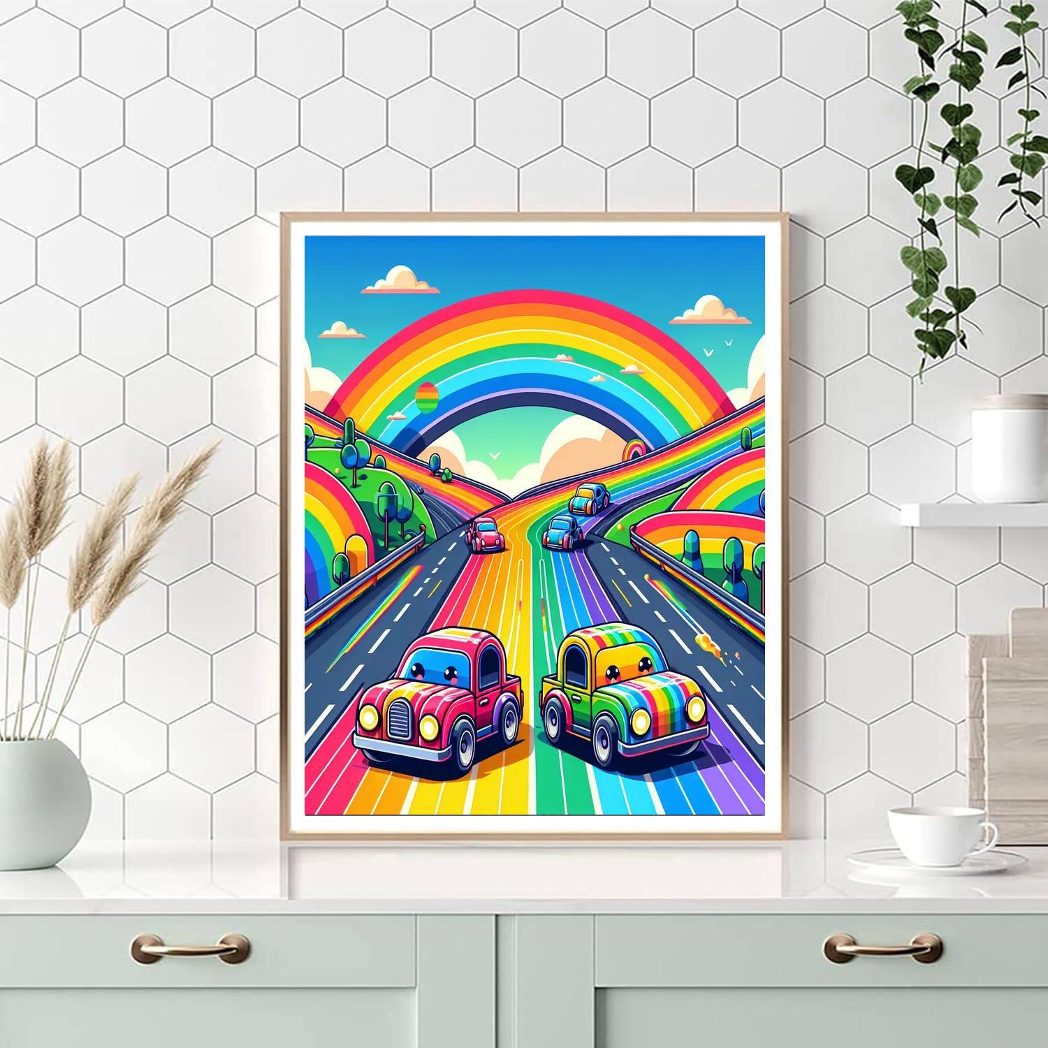 Rainbow Racing Paint By Numbers Art
