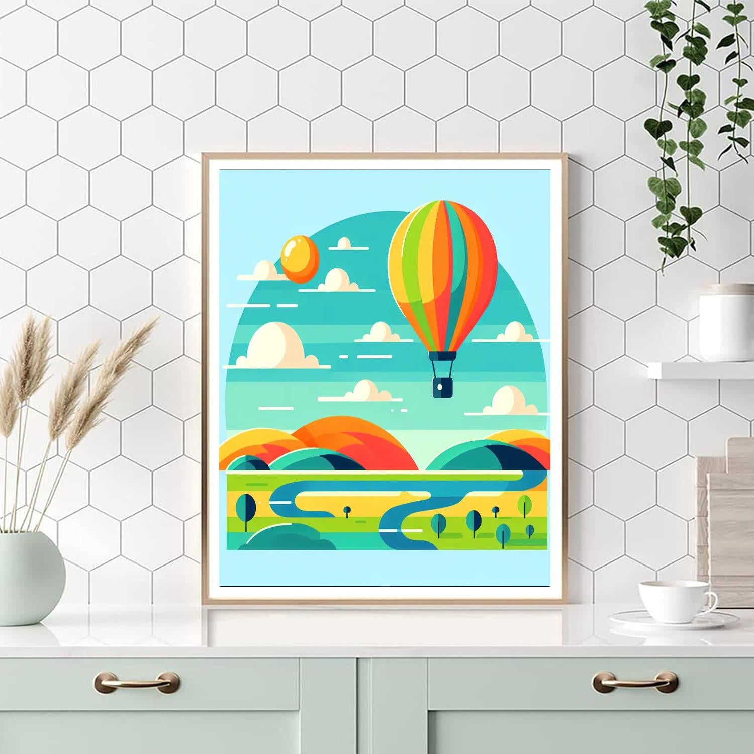 Ballooning Over Landscapes Number Painting