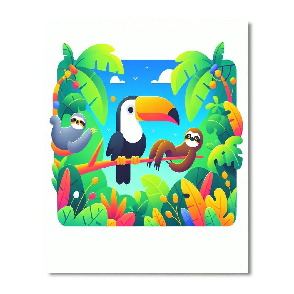 Colorful Rainforest Animals Paint By Numbers