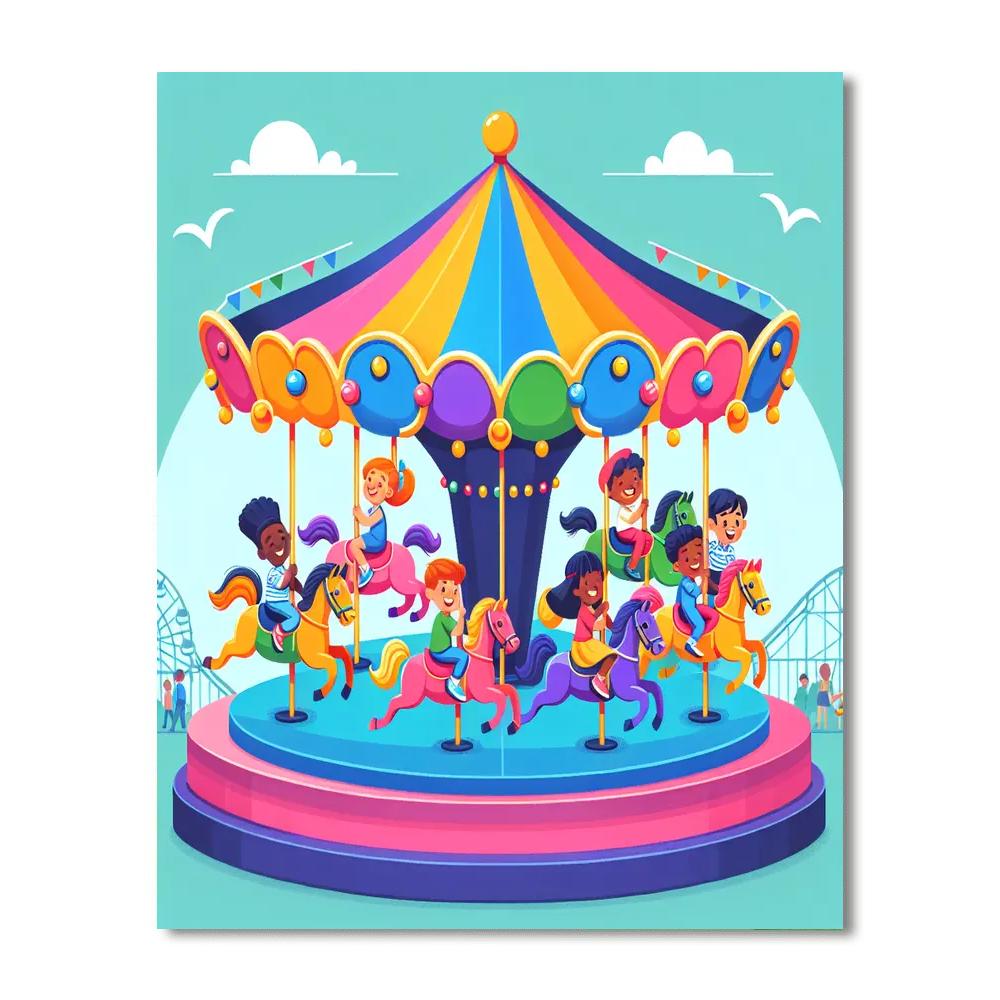 Merry-go-round Delight Painting Number Kit