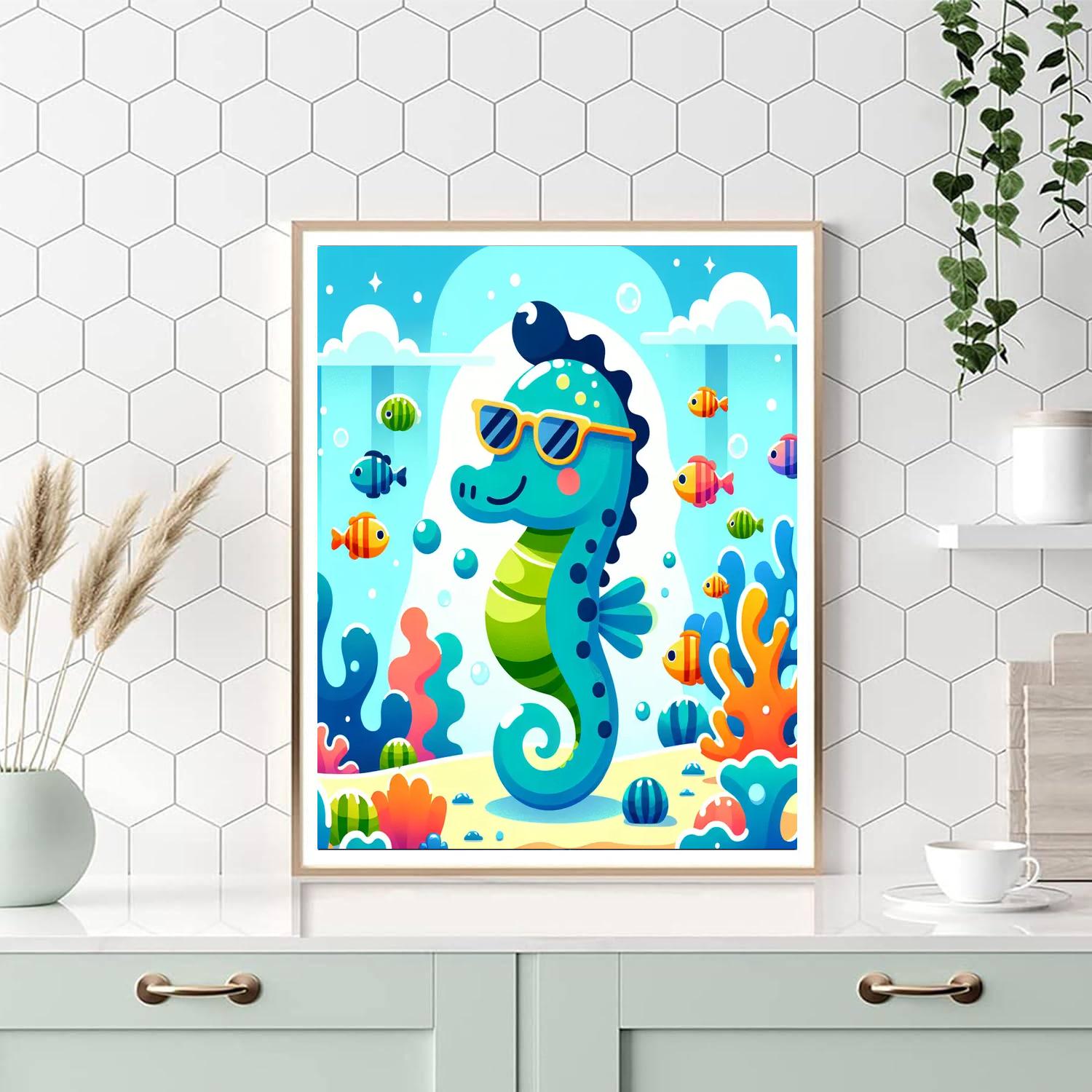 Sporty Seahorse DIY Paint By Numbers