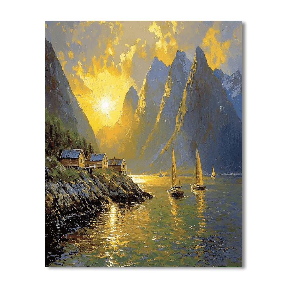 Lofoten Islands' Midnight Sun Paint By Numbers Kits