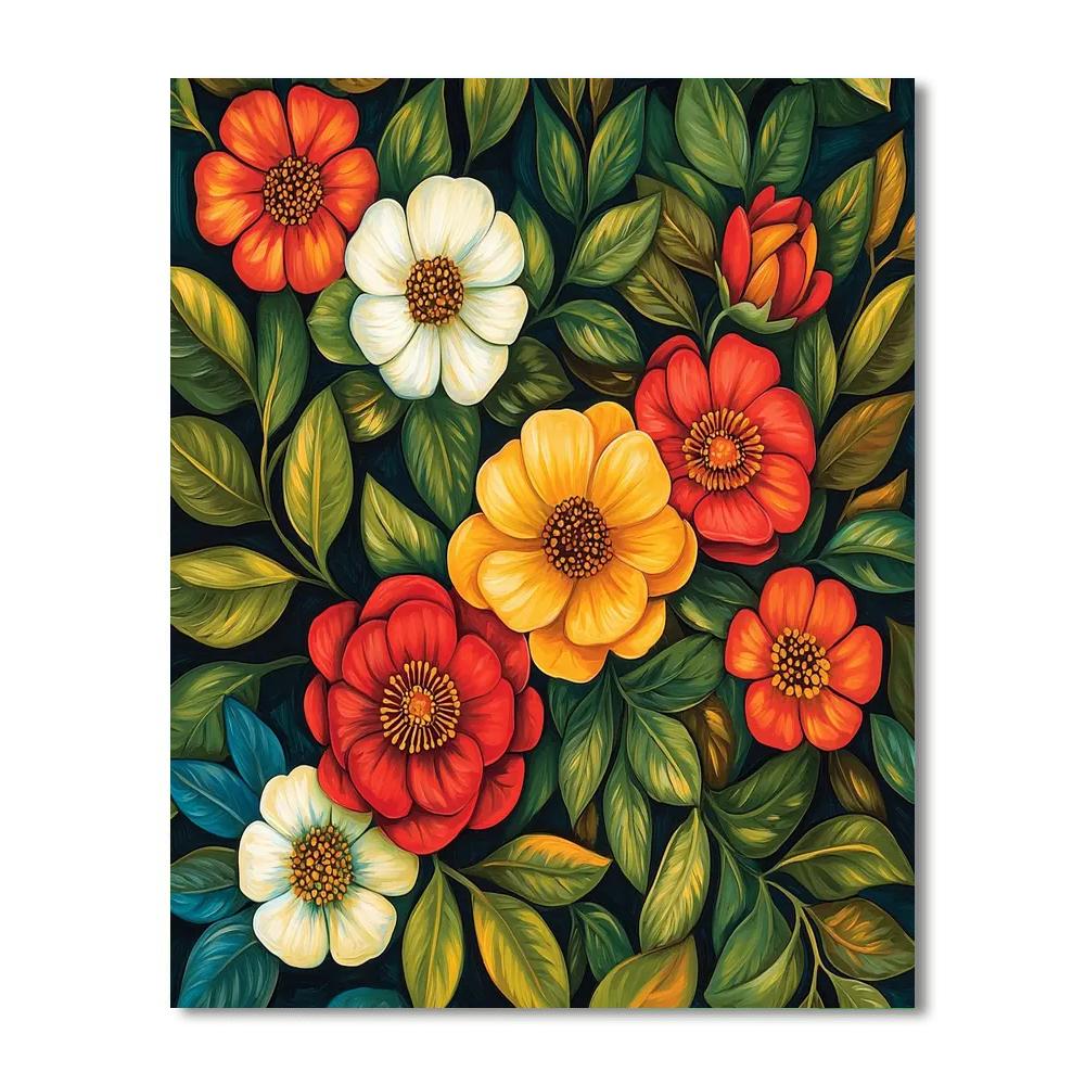 Frida Kahlo Inspired Vibrant Blossoms Of Resilience  Paint By Color